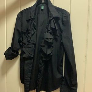 BLACK RUFFLED RALPH LAUREN BLOUSE